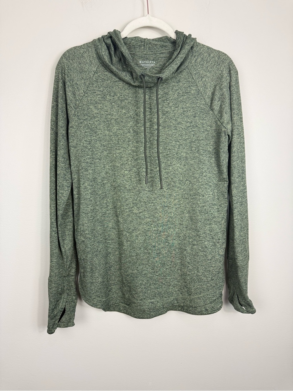 Athleta Uptempo Hoodie Sweatshirt Pullover Womens Small Green Shadow Olive Top - Picture 8 of 8